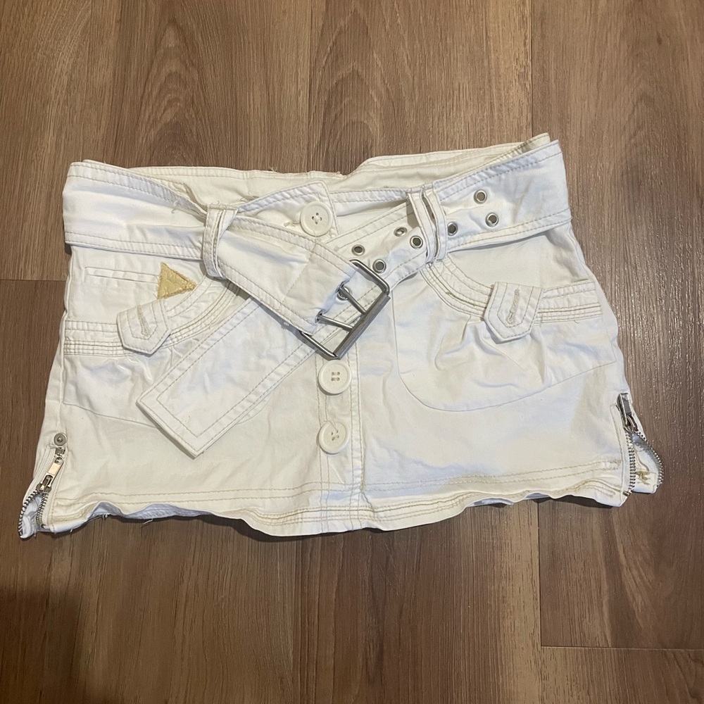 White Mini Skirt with Belt